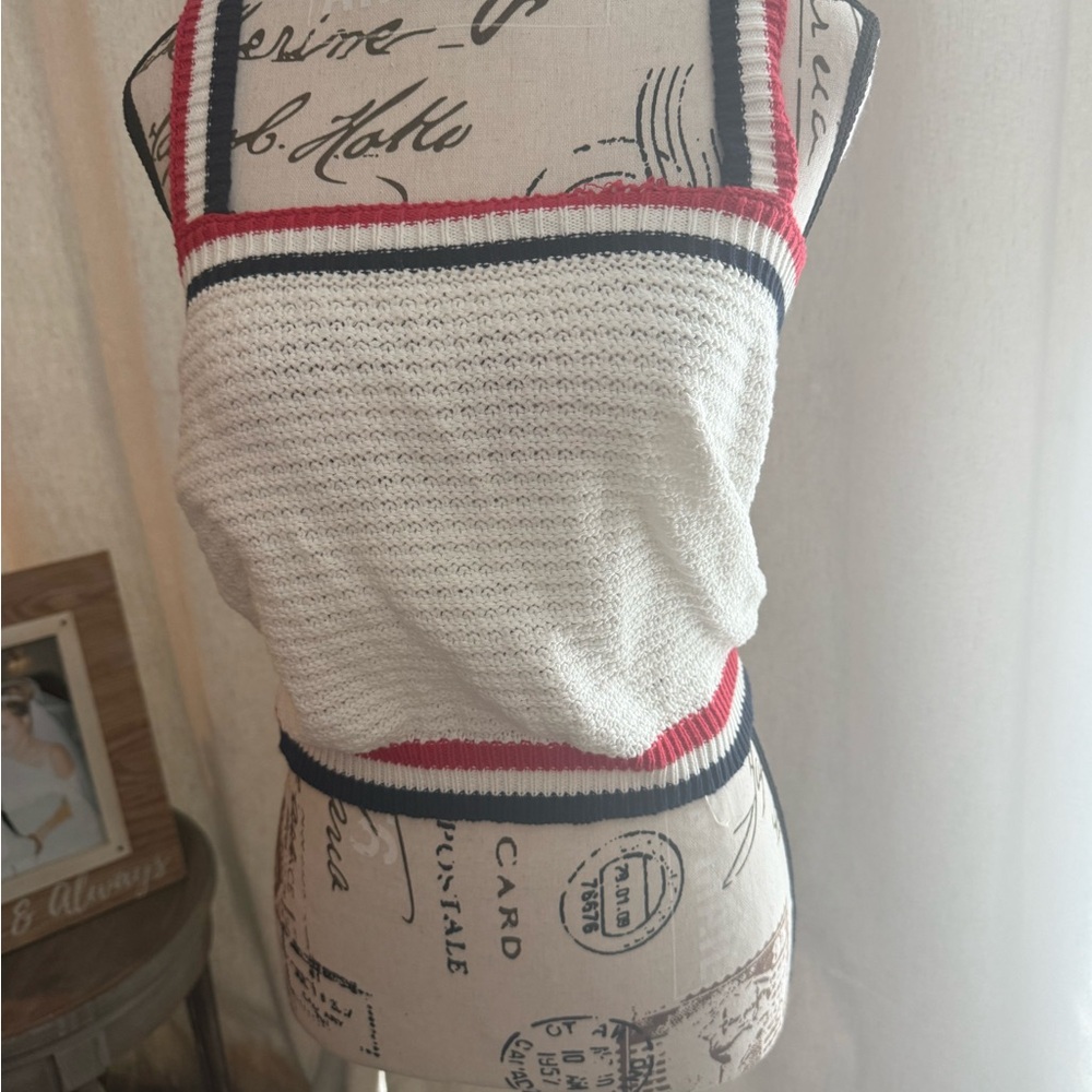 Blue Rain White and Red Camisole